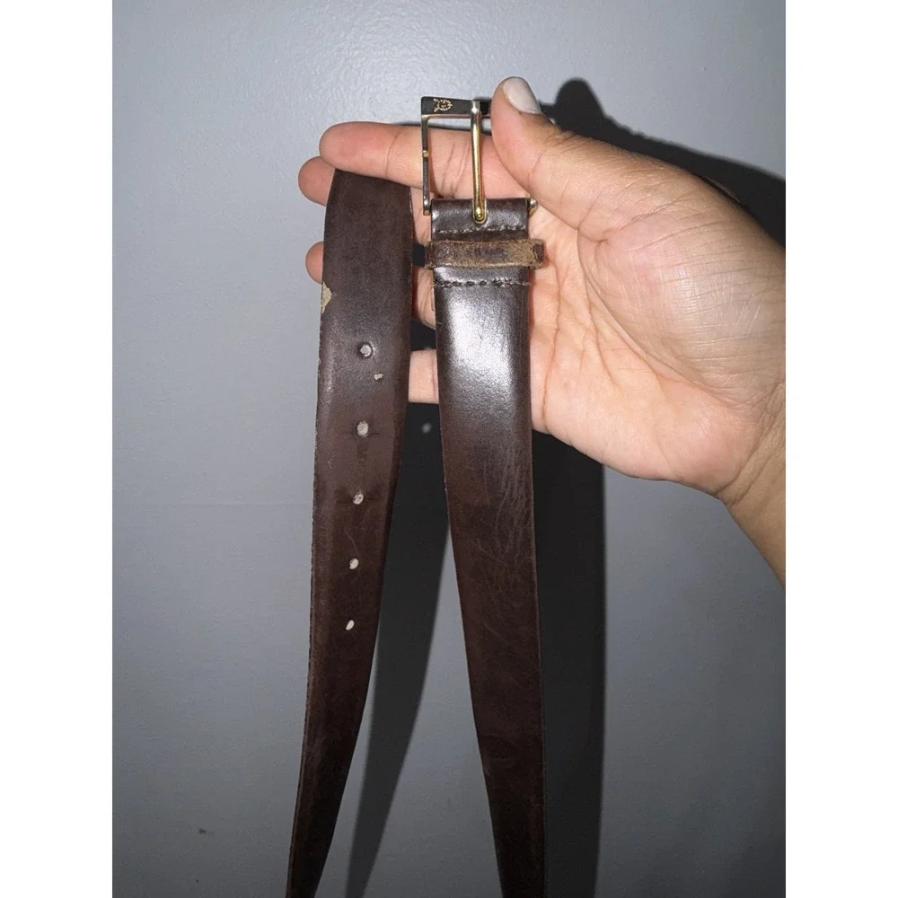 Vintage Christian Dior Belt Brown Split‎ Leather 90/36 Made In Spain *READ*